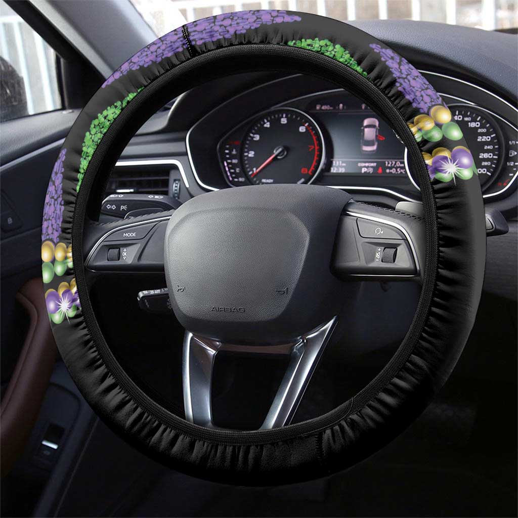 Mardi Gras Alligator Steering Wheel Cover Fleur De Lis Glitter Style - Wonder Print Shop