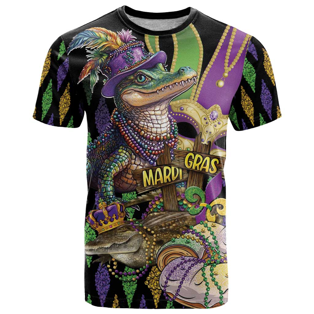 Mardi Gras Alligator T Shirt Fleur De Lis Glitter Style - Wonder Print Shop