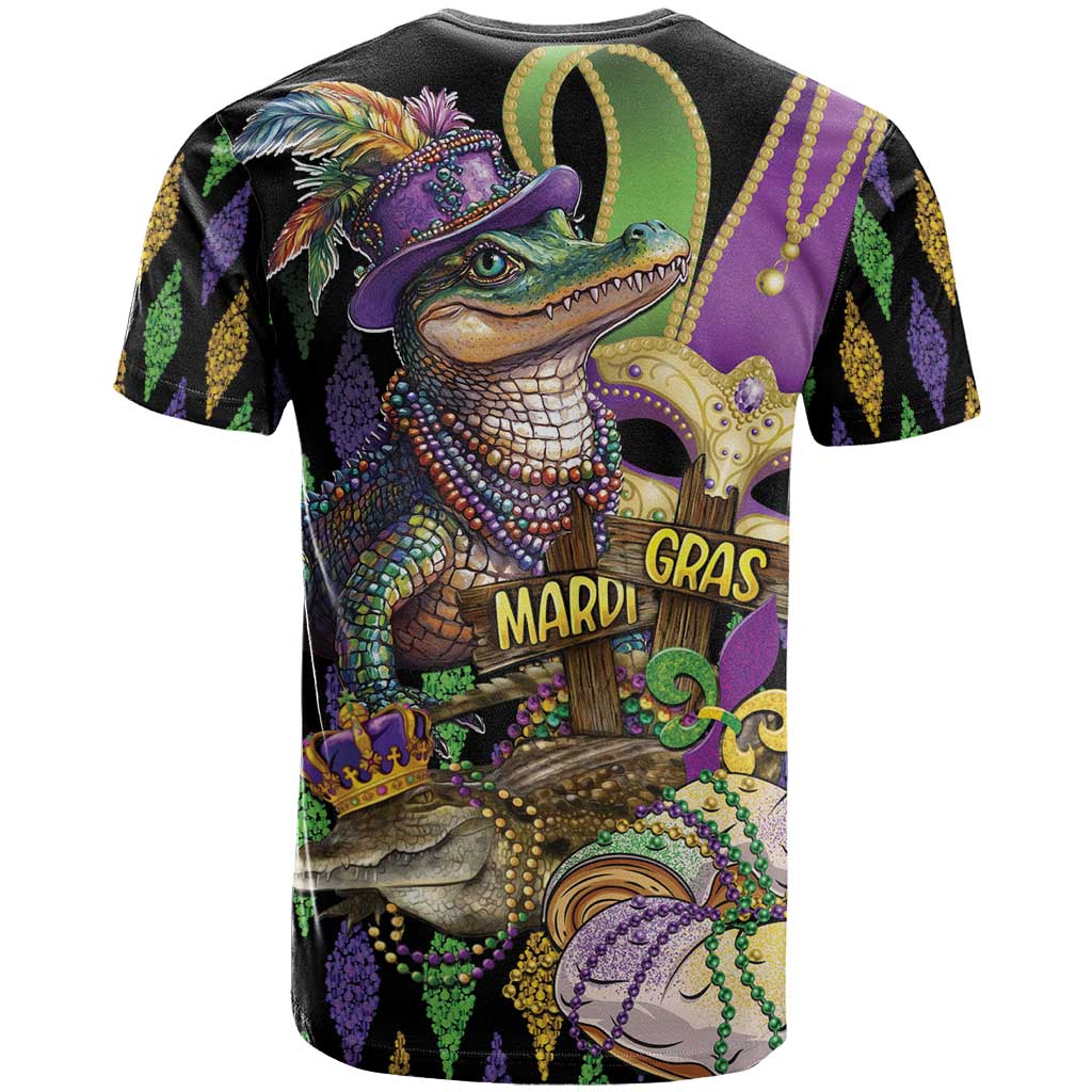 Mardi Gras Alligator T Shirt Fleur De Lis Glitter Style - Wonder Print Shop