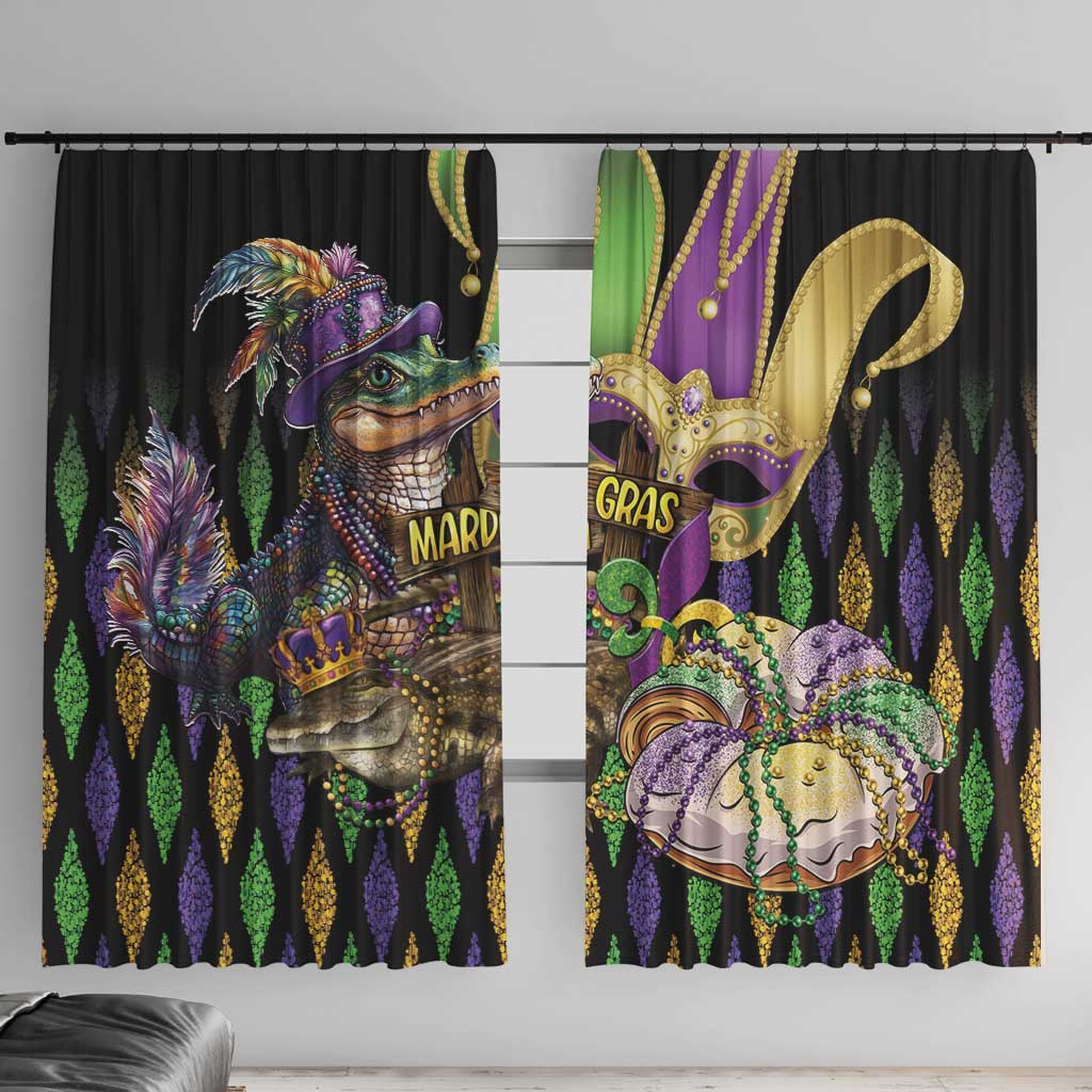 Mardi Gras Alligator Window Curtain Fleur De Lis Glitter Style - Wonder Print Shop