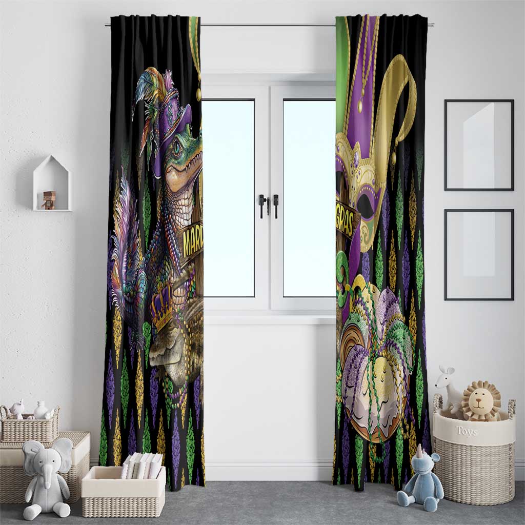 Mardi Gras Alligator Window Curtain Fleur De Lis Glitter Style - Wonder Print Shop