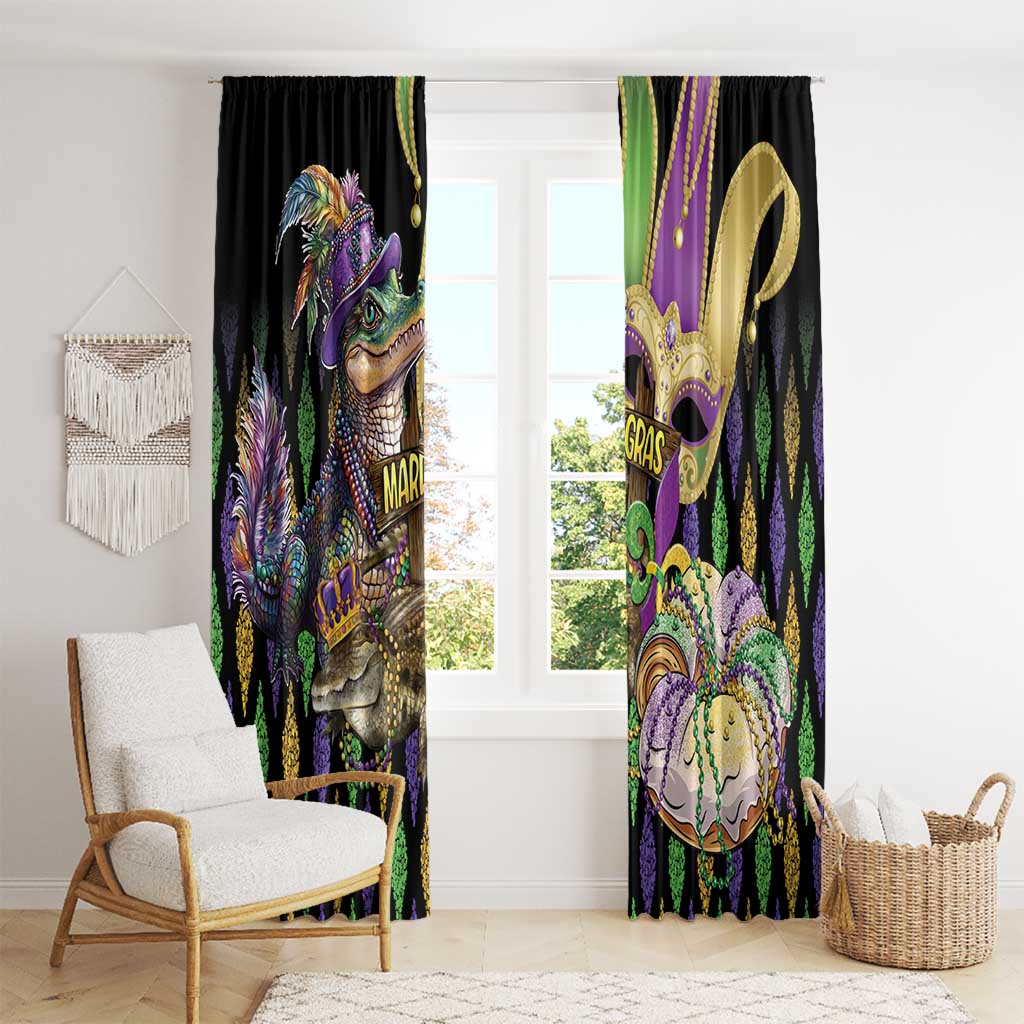 Mardi Gras Alligator Window Curtain Fleur De Lis Glitter Style - Wonder Print Shop