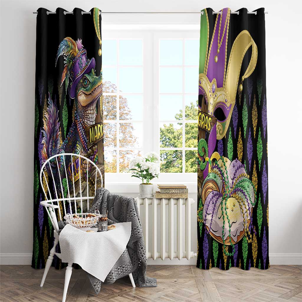 Mardi Gras Alligator Window Curtain Fleur De Lis Glitter Style - Wonder Print Shop