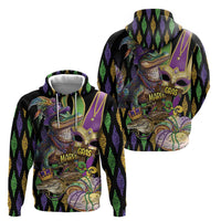 Mardi Gras Alligator Zip Hoodie Fleur De Lis Glitter Style - Wonder Print Shop