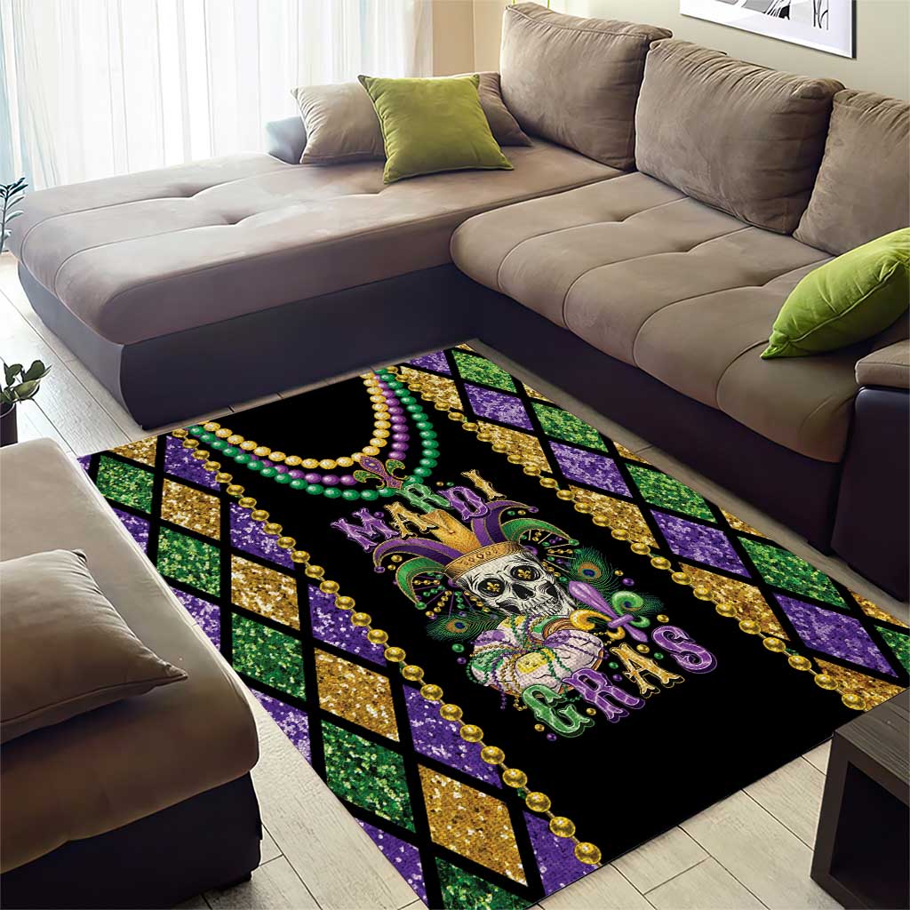 Mardi Gras Skull Area Rug Beads Fleur De Lis