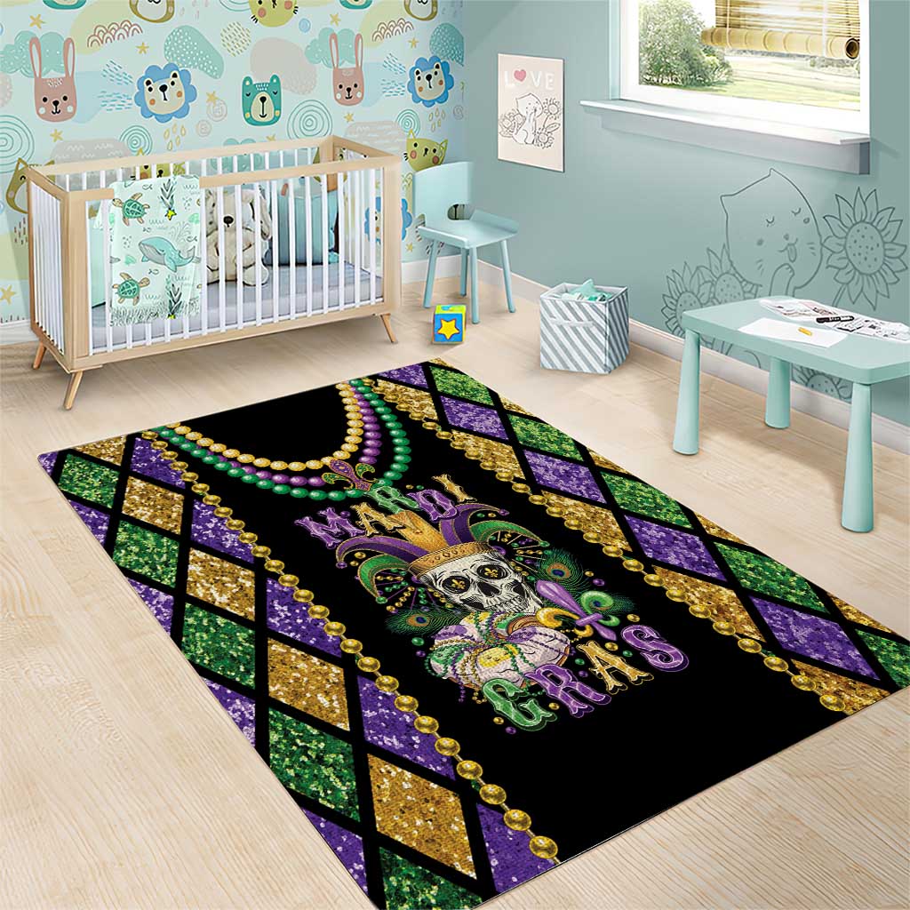 Mardi Gras Skull Area Rug Beads Fleur De Lis