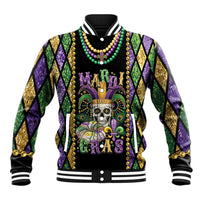 Mardi Gras Skull Baseball Jacket Beads Fleur De Lis