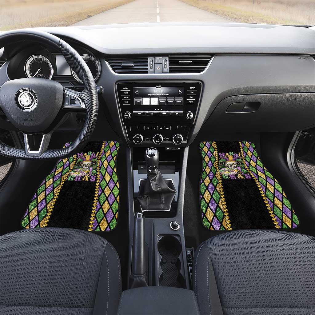 Mardi Gras Skull Car Mats Beads Fleur De Lis