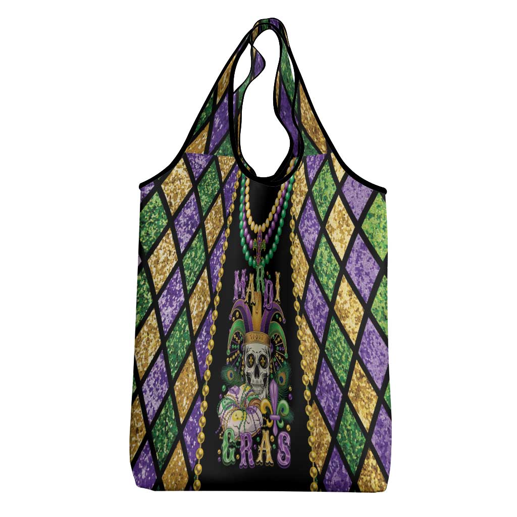 Mardi Gras Skull Grocery Bag Beads Fleur De Lis