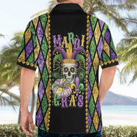 Mardi Gras Skull Hawaiian Shirt Beads Fleur De Lis