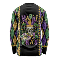Mardi Gras Skull Long Sleeve Shirt Beads Fleur De Lis - Wonder Print Shop