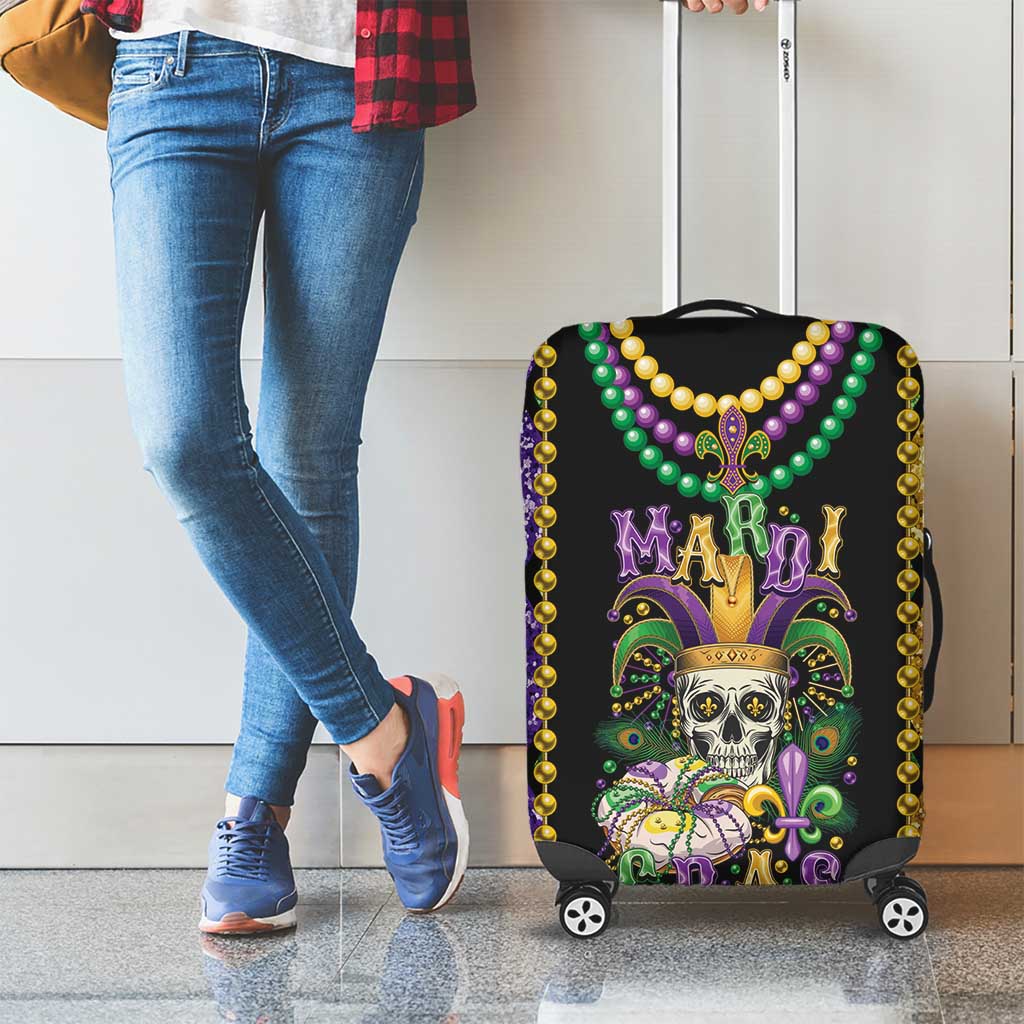 Mardi Gras Skull Luggage Cover Beads Fleur De Lis
