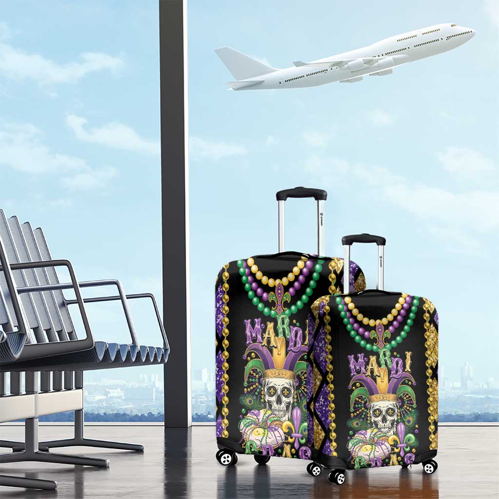 Mardi Gras Skull Luggage Cover Beads Fleur De Lis