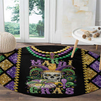 Mardi Gras Skull Round Carpet Beads Fleur De Lis - Wonder Print Shop
