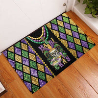 Mardi Gras Skull Rubber Doormat Beads Fleur De Lis - Wonder Print Shop