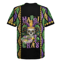 Mardi Gras Skull Rugby Jersey Beads Fleur De Lis - Wonder Print Shop