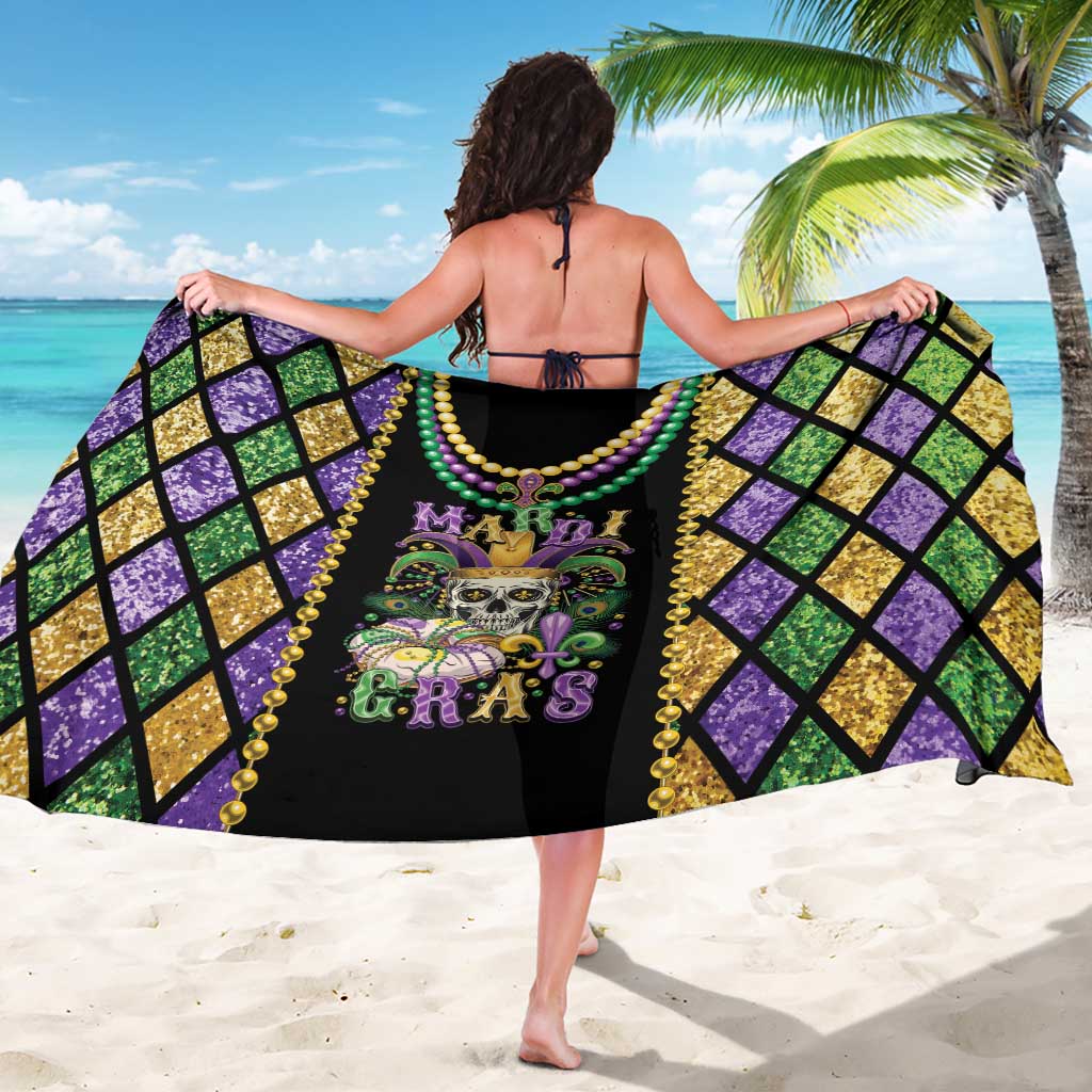 Mardi Gras Skull Sarong Beads Fleur De Lis - Wonder Print Shop