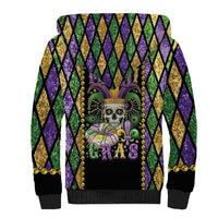 Mardi Gras Skull Sherpa Hoodie Beads Fleur De Lis - Wonder Print Shop