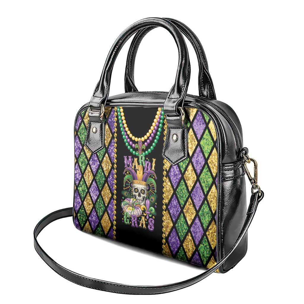 Mardi Gras Skull Shoulder Handbag Beads Fleur De Lis - Wonder Print Shop