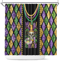 Mardi Gras Skull Shower Curtain Beads Fleur De Lis - Wonder Print Shop