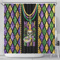 Mardi Gras Skull Shower Curtain Beads Fleur De Lis - Wonder Print Shop