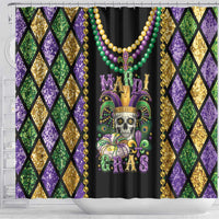 Mardi Gras Skull Shower Curtain Beads Fleur De Lis - Wonder Print Shop