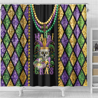 Mardi Gras Skull Shower Curtain Beads Fleur De Lis - Wonder Print Shop