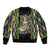 Mardi Gras Skull Sleeve Zip Bomber Jacket Beads Fleur De Lis - Wonder Print Shop
