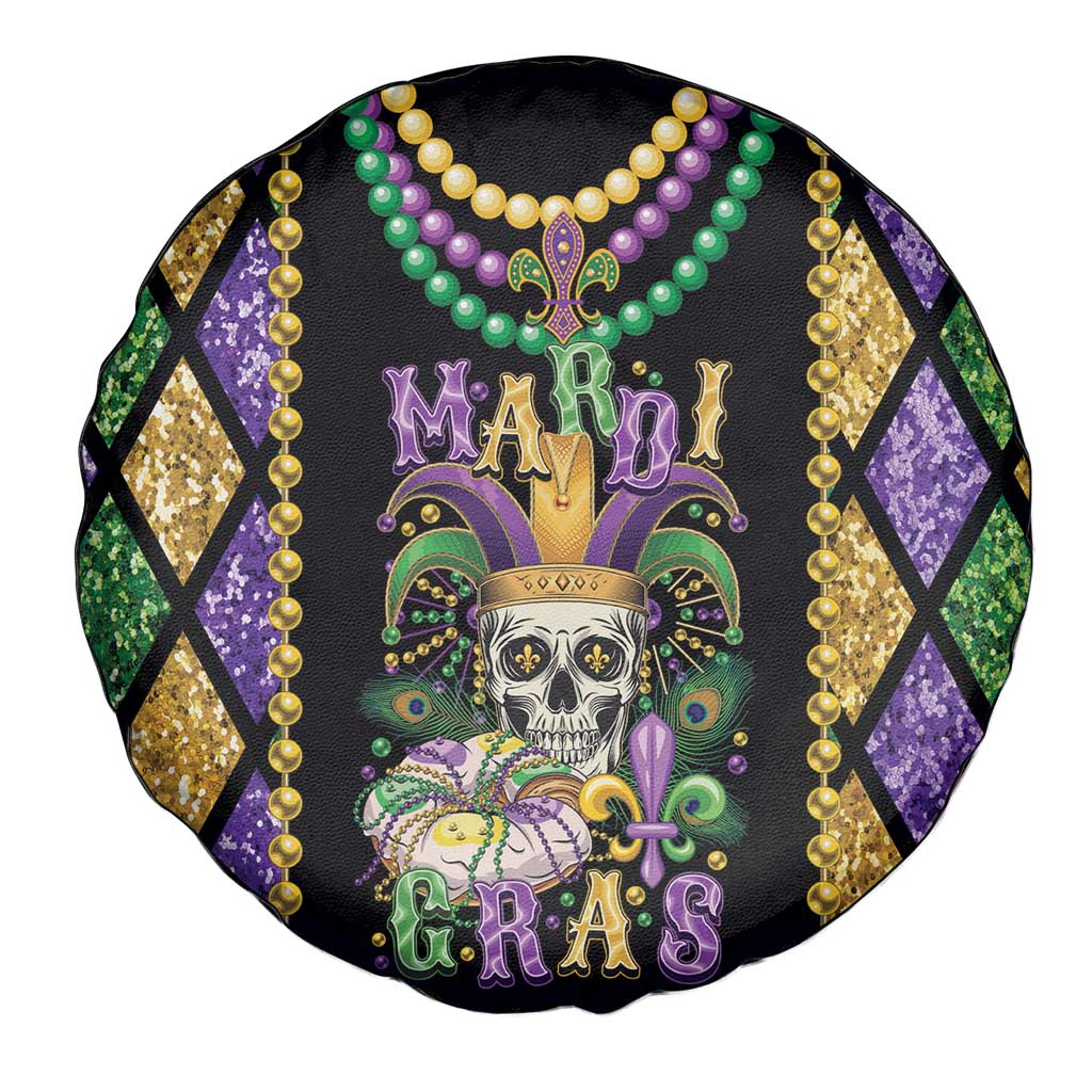 Mardi Gras Skull Spare Tire Cover Beads Fleur De Lis - Wonder Print Shop
