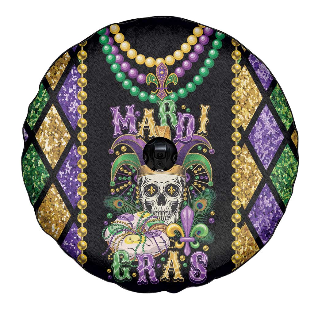 Mardi Gras Skull Spare Tire Cover Beads Fleur De Lis - Wonder Print Shop