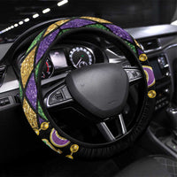 Mardi Gras Skull Steering Wheel Cover Beads Fleur De Lis - Wonder Print Shop
