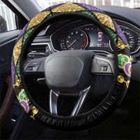 Mardi Gras Skull Steering Wheel Cover Beads Fleur De Lis - Wonder Print Shop