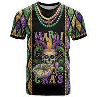 Mardi Gras Skull T Shirt Beads Fleur De Lis - Wonder Print Shop