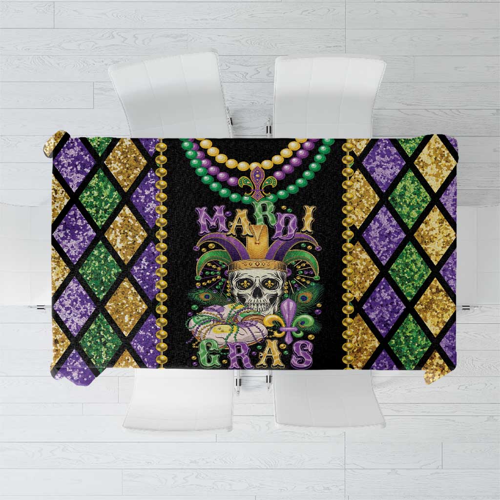 Mardi Gras Skull Tablecloth Beads Fleur De Lis - Wonder Print Shop