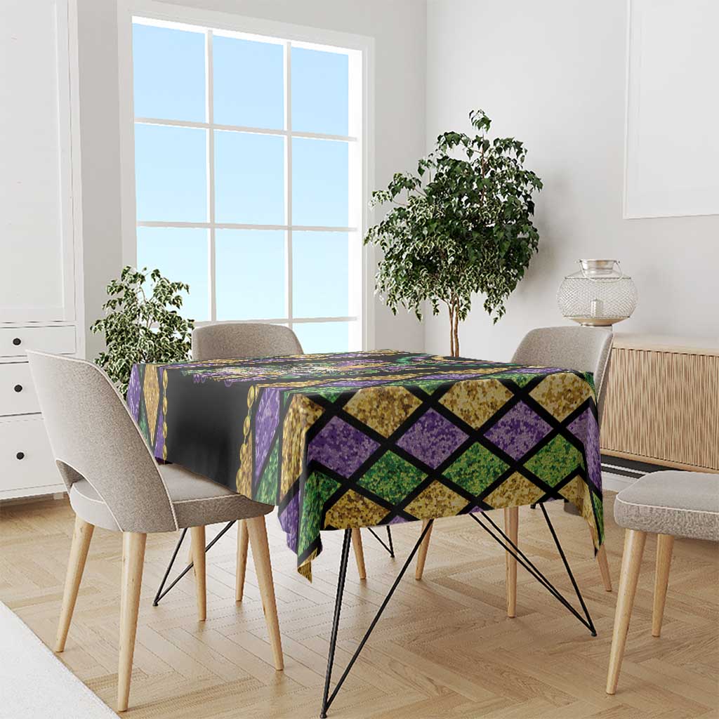 Mardi Gras Skull Tablecloth Beads Fleur De Lis - Wonder Print Shop