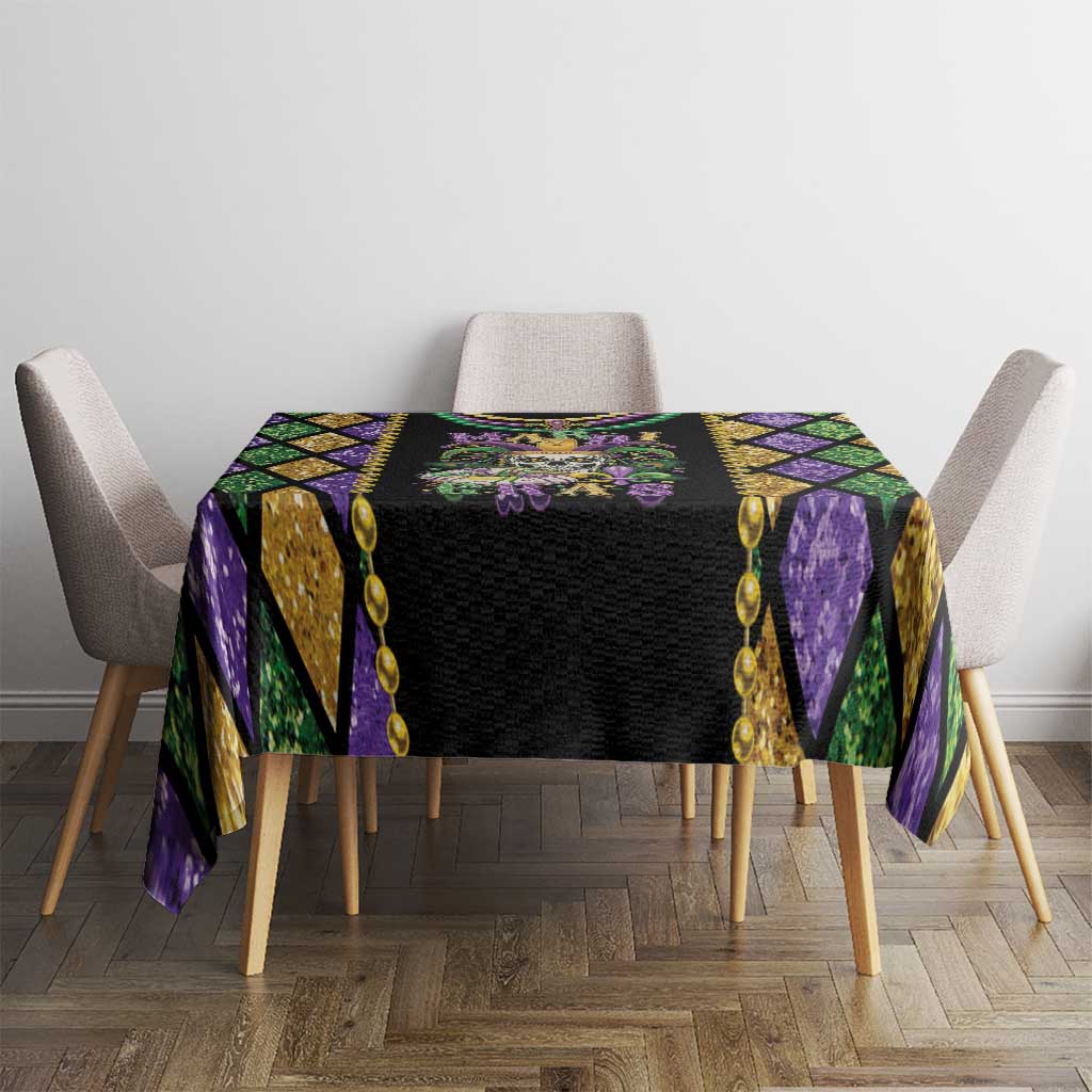 Mardi Gras Skull Tablecloth Beads Fleur De Lis - Wonder Print Shop