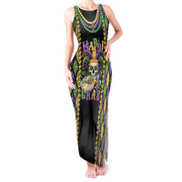 Mardi Gras Skull Tank Maxi Dress Beads Fleur De Lis - Wonder Print Shop
