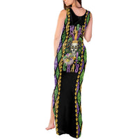 Mardi Gras Skull Tank Maxi Dress Beads Fleur De Lis - Wonder Print Shop
