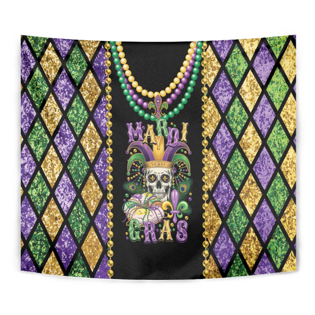 Mardi Gras Skull Tapestry Beads Fleur De Lis - Wonder Print Shop