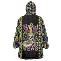 Mardi Gras Skull Wearable Blanket Hoodie Beads Fleur De Lis - Wonder Print Shop