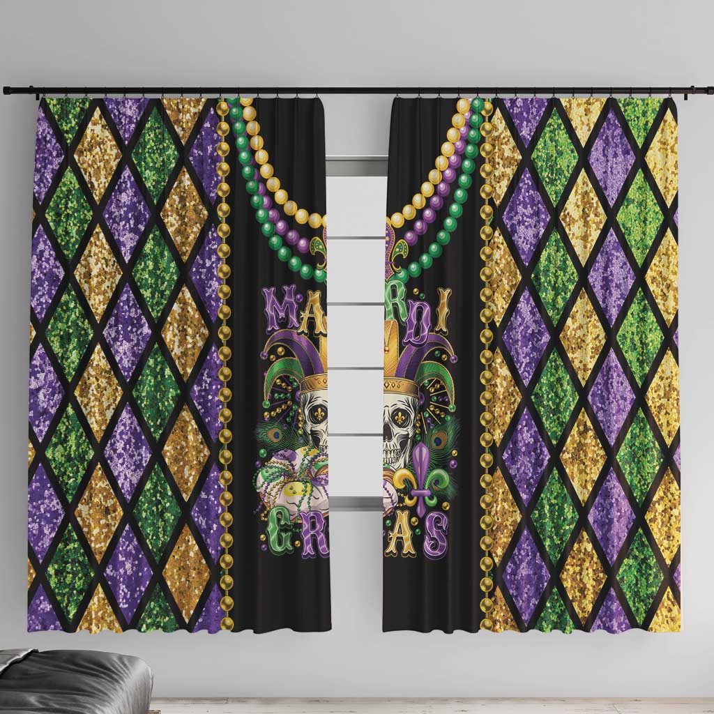 Mardi Gras Skull Window Curtain Beads Fleur De Lis - Wonder Print Shop