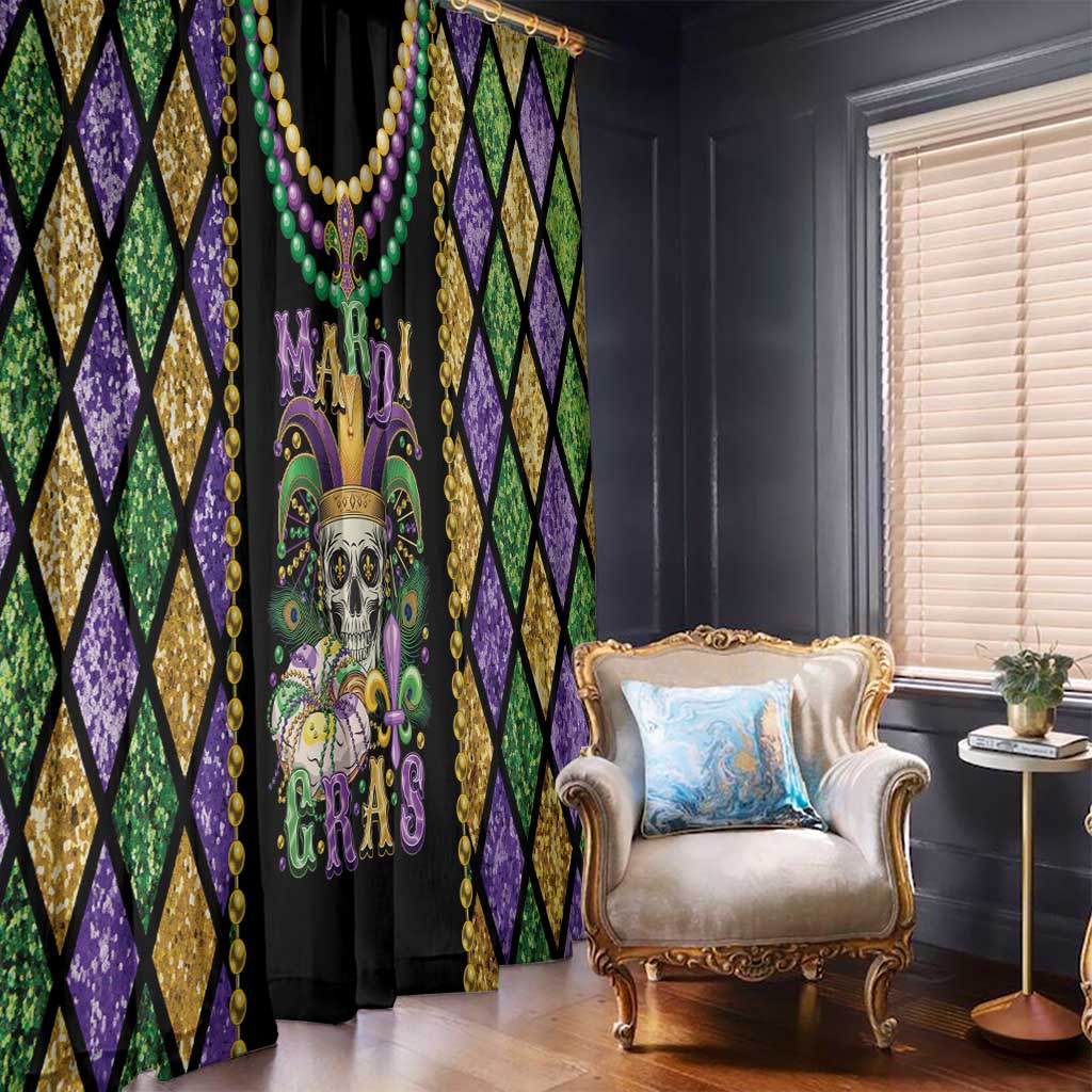Mardi Gras Skull Window Curtain Beads Fleur De Lis - Wonder Print Shop
