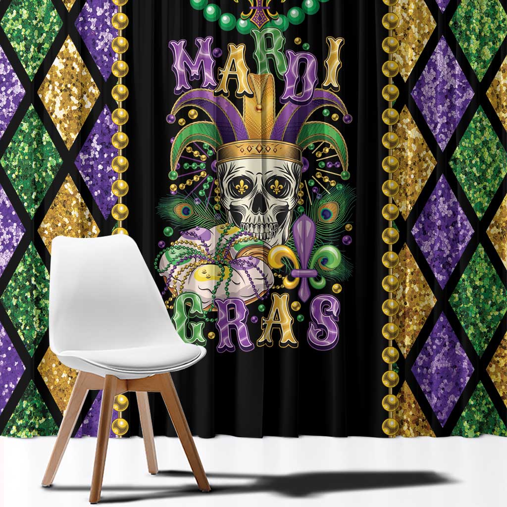 Mardi Gras Skull Window Curtain Beads Fleur De Lis - Wonder Print Shop