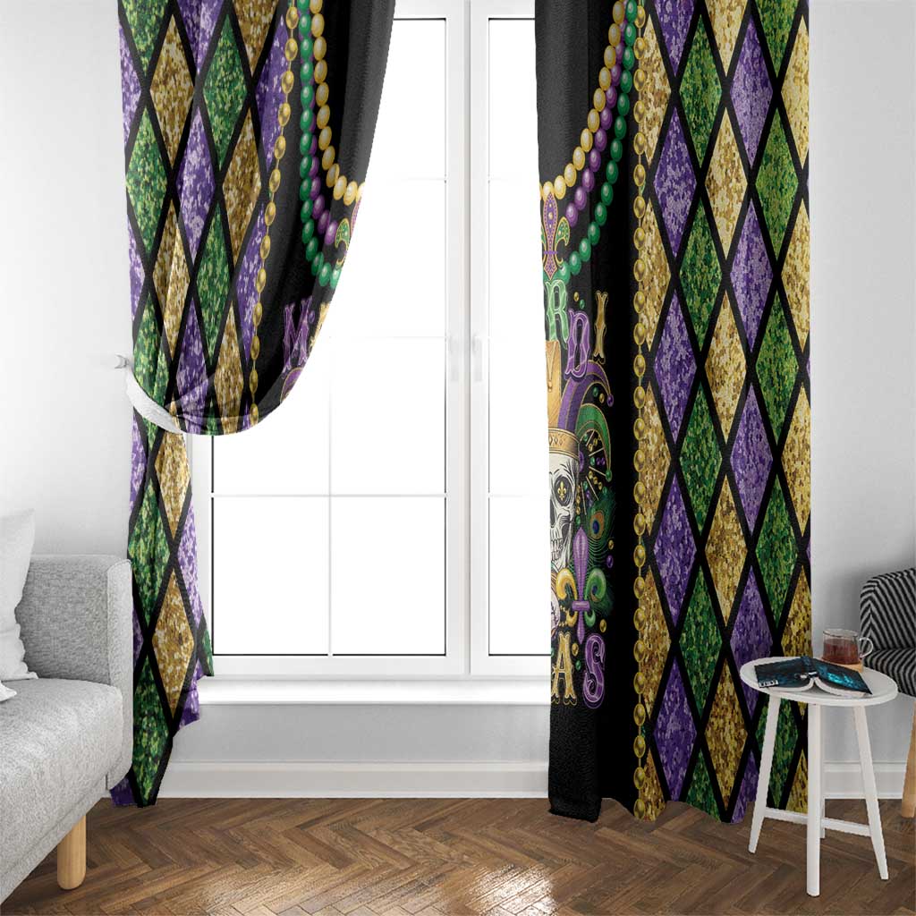 Mardi Gras Skull Window Curtain Beads Fleur De Lis - Wonder Print Shop