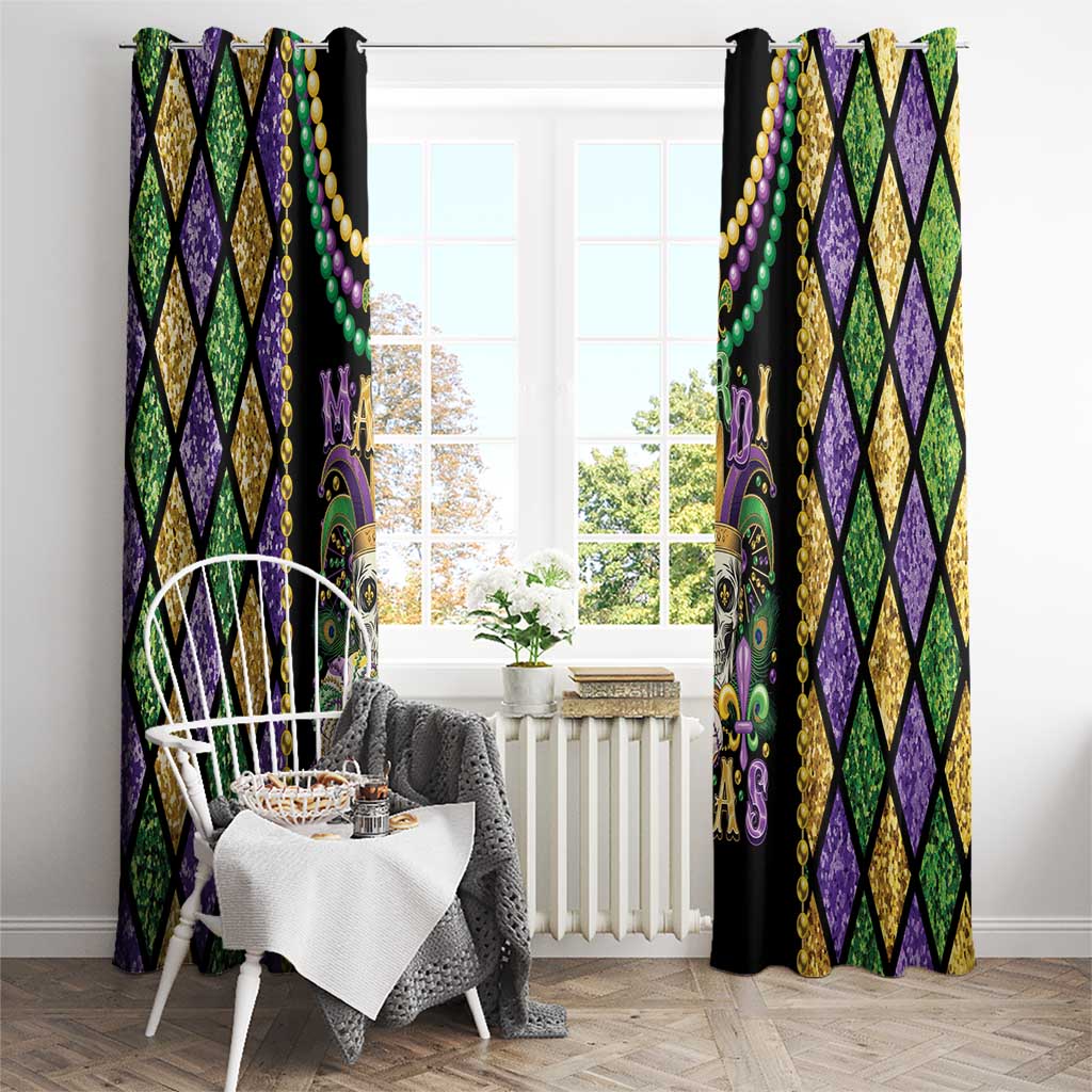 Mardi Gras Skull Window Curtain Beads Fleur De Lis - Wonder Print Shop