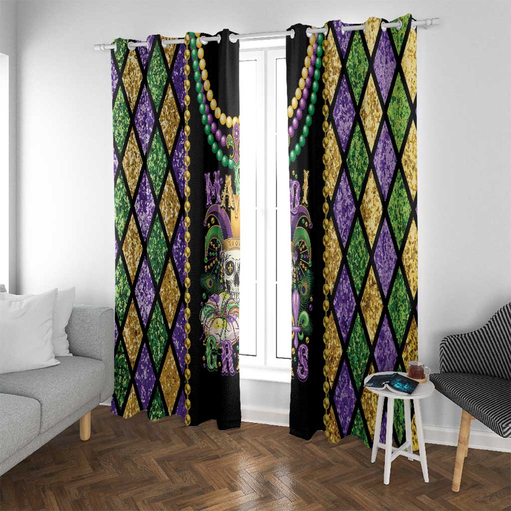 Mardi Gras Skull Window Curtain Beads Fleur De Lis - Wonder Print Shop