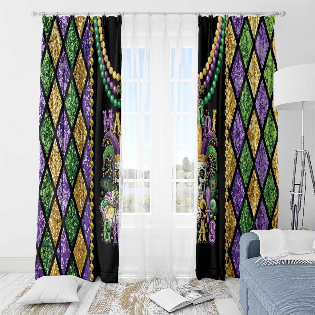 Mardi Gras Skull Window Curtain Beads Fleur De Lis - Wonder Print Shop