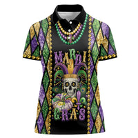 Mardi Gras Skull Women Polo Shirt Beads Fleur De Lis - Wonder Print Shop