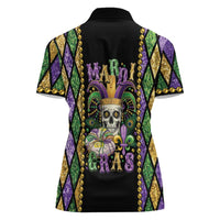 Mardi Gras Skull Women Polo Shirt Beads Fleur De Lis - Wonder Print Shop
