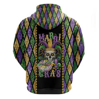 Mardi Gras Skull Zip Hoodie Beads Fleur De Lis - Wonder Print Shop